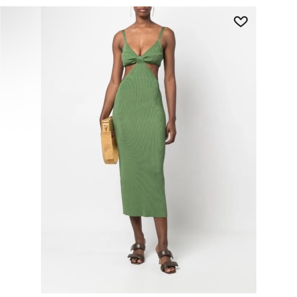 Cult Gaia Green Plunge Neck Cutout Maxi Dress